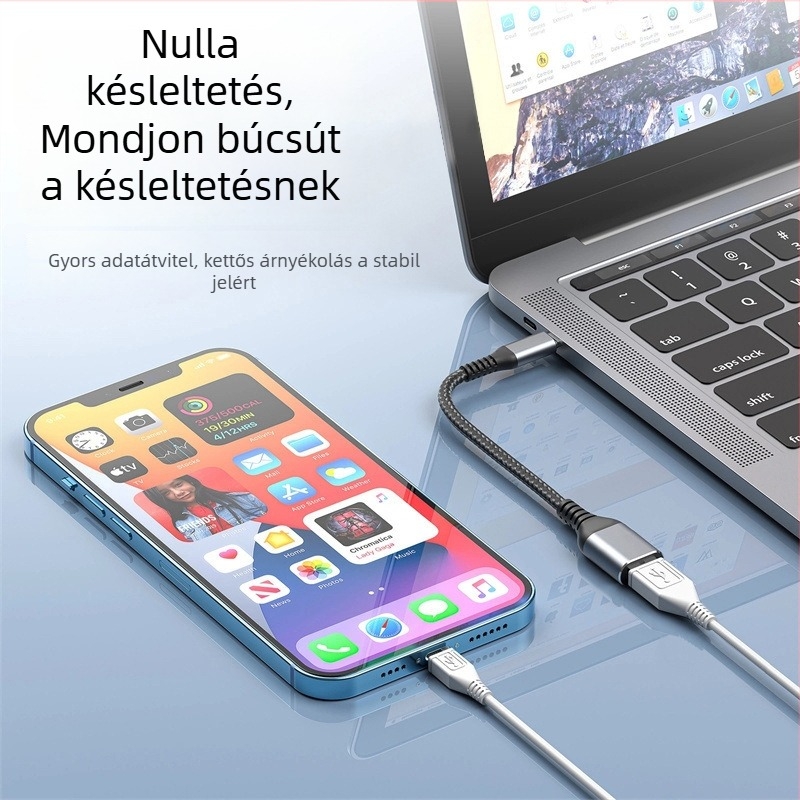 Type-C USB 3.0 OTG adapter kábel, nagy sebességű adatátvitel, Type-C férfi USB-A női csatlakozó, hossz 1–2 m, fekete