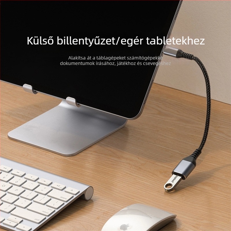 Type-C USB 3.0 OTG adapter kábel, nagy sebességű adatátvitel, Type-C férfi USB-A női csatlakozó, hossz 1–2 m, fekete