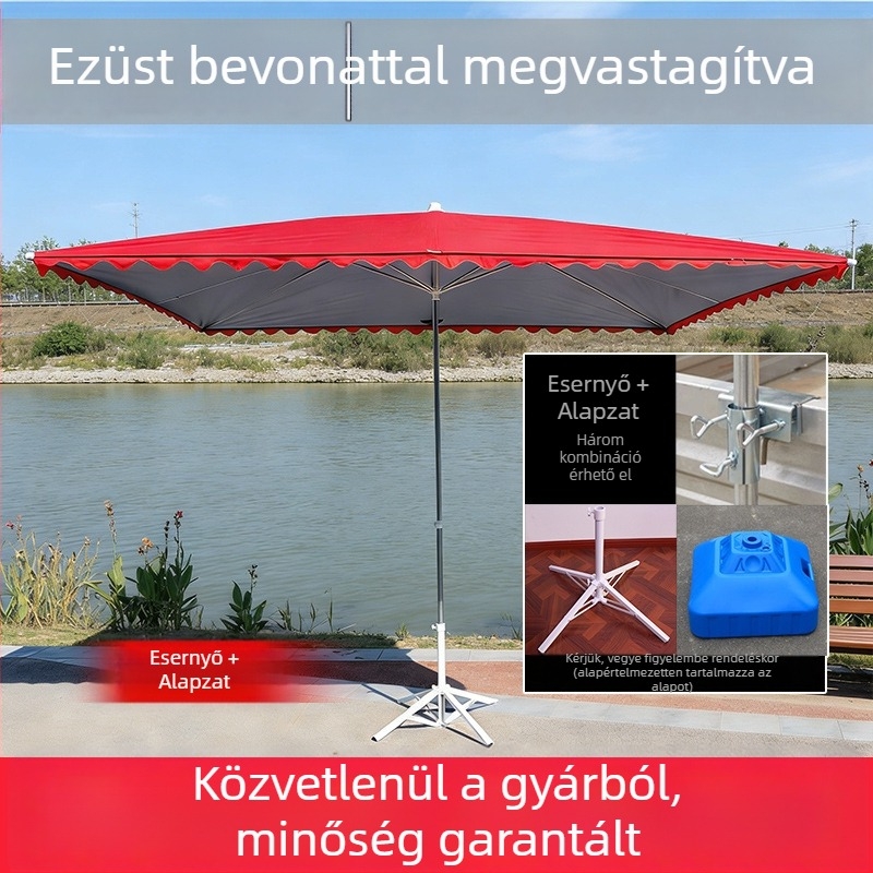 Nagy kültéri standhoz való napernyő – téglalap alakú árnyékoló, kereskedelmi, masszív fedél teraszokra, UV védelem