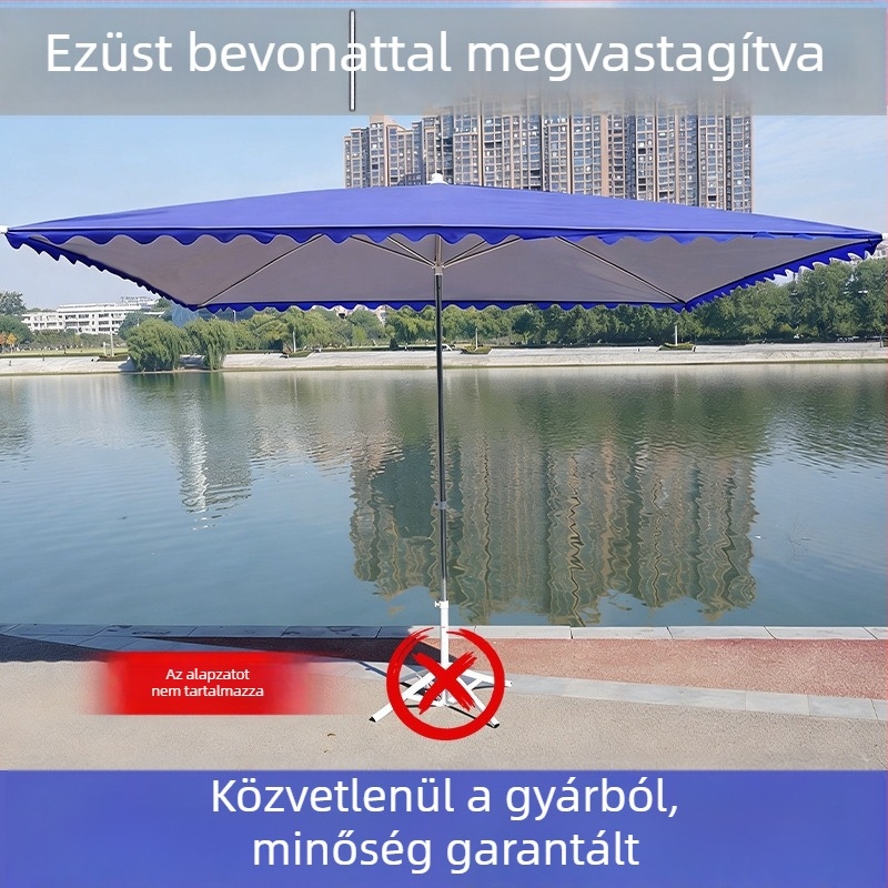 Nagy kültéri standhoz való napernyő – téglalap alakú árnyékoló, kereskedelmi, masszív fedél teraszokra, UV védelem