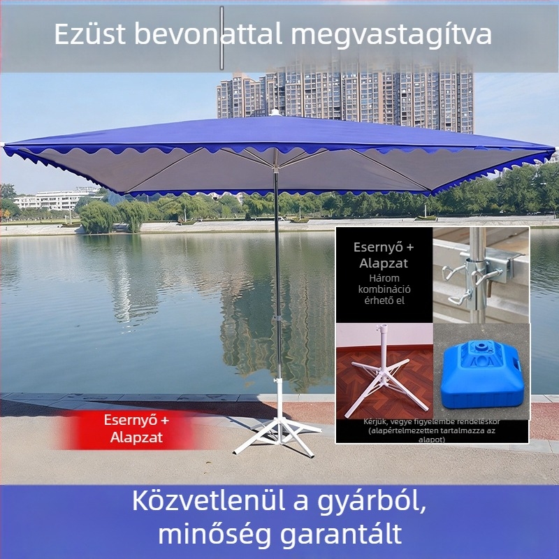 Nagy kültéri standhoz való napernyő – téglalap alakú árnyékoló, kereskedelmi, masszív fedél teraszokra, UV védelem
