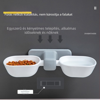 Két tálas macska etető és vízadagoló