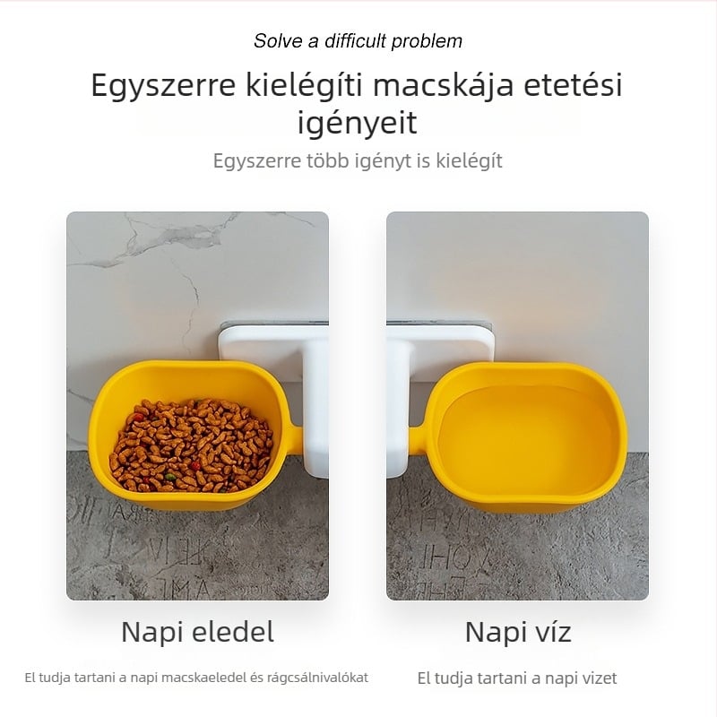 Két tálas macska etető és vízadagoló