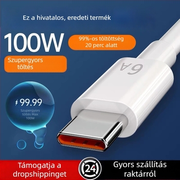 100W Type-C Gyors töltőfej Huawei-hez, 1–2 m kábellel, fehér szilikon