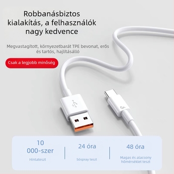 100W Type-C Gyors töltőfej Huawei-hez, 1–2 m kábellel, fehér szilikon