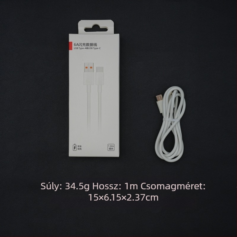 100W Type-C Gyors töltőfej Huawei-hez, 1–2 m kábellel, fehér szilikon