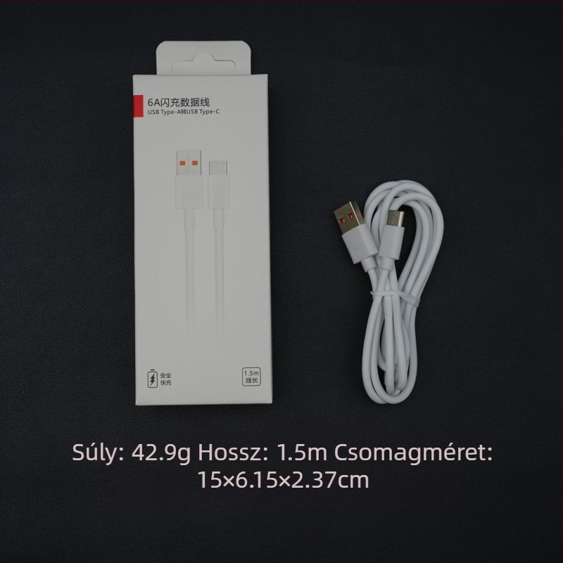 100W Type-C Gyors töltőfej Huawei-hez, 1–2 m kábellel, fehér szilikon