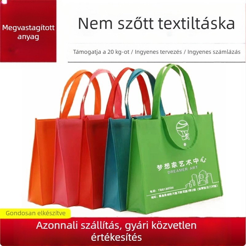 Logóval nyomtat nem szövött bevásárlótáska, környezetbarát promóciós táska, összecsukható és megerősített