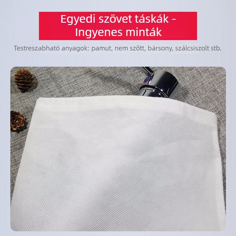 Egyedi, nem szövött anyagból készült húzókötős tárolótáska mosdó- és higiéniai cikkek tárolására