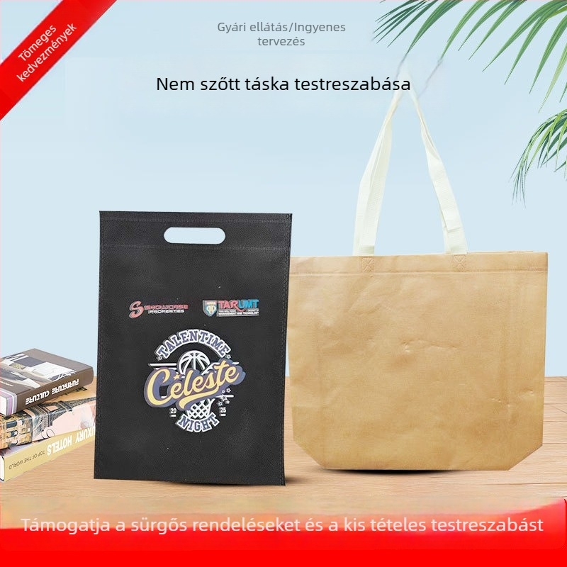 Nem szőtt reklámcélú bevásárlótáska, környezetbarát, logóval testre szabható, hőnyomásos 3D dizájn