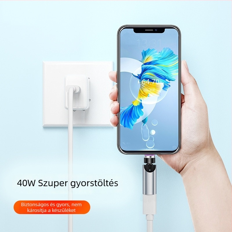 540°-ban forgó mágneses Type-C adapter adatátvitelhez és 3A gyors töltéshez, mágneses kábel-adapter