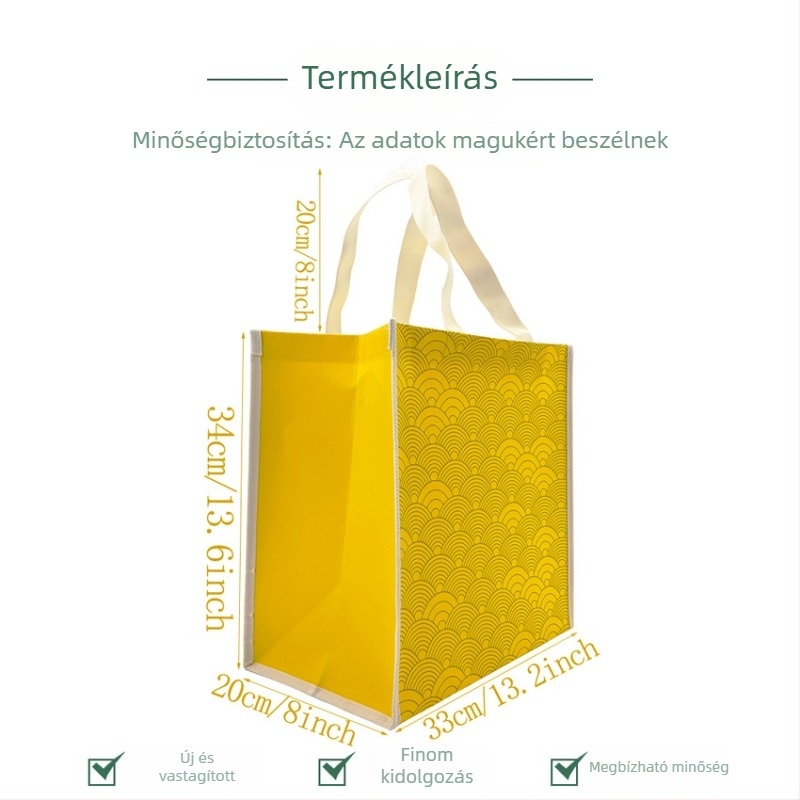 Kiváló minőségű nem szőtt anyagból készült tote táska arany színben, testreszabható logóval