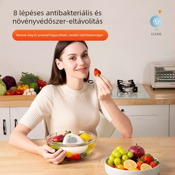 Hordozható gyümölcs- és zöldségtisztító gép otthoni használatra – sterilizálás, növényvédő szer-maradék eltávolítása, élelmiszertisztítás
