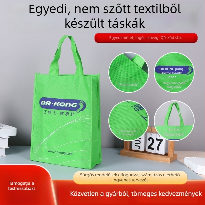 Személyre szabott nem szövött táska ruházati bolt számára logóval – környezetbarát laminált bevásárló táska