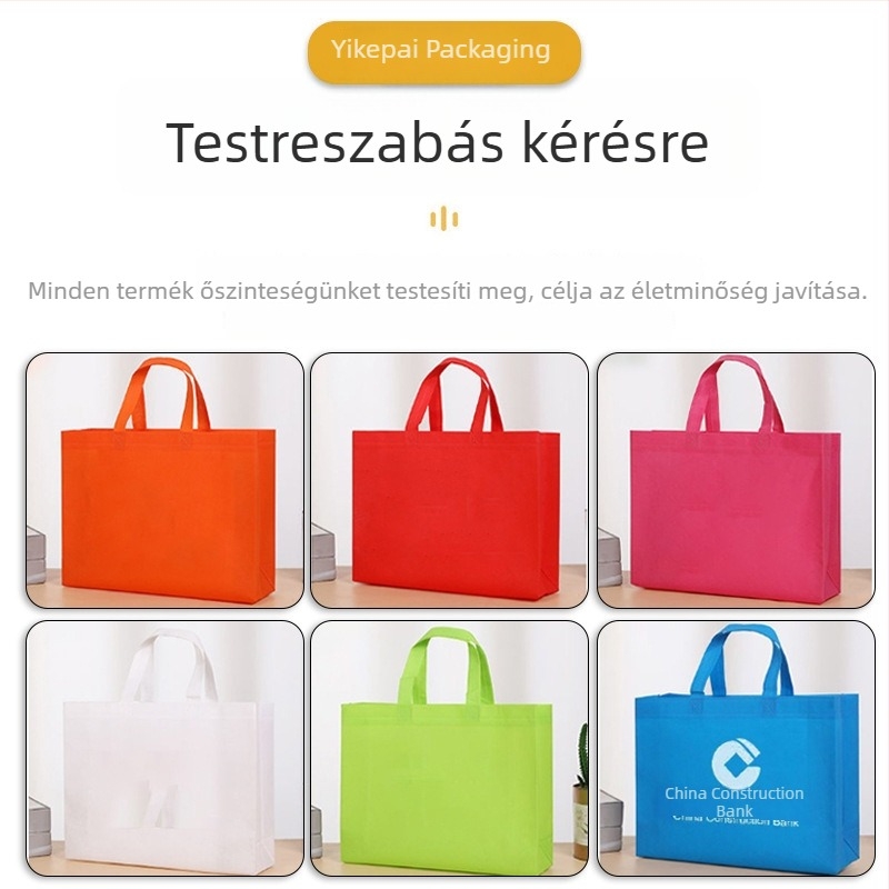 Egyedi logóval ellátott nemszövött bevásárlótáska, környezetbarát ajándékcsomagolás, laminált kivitel