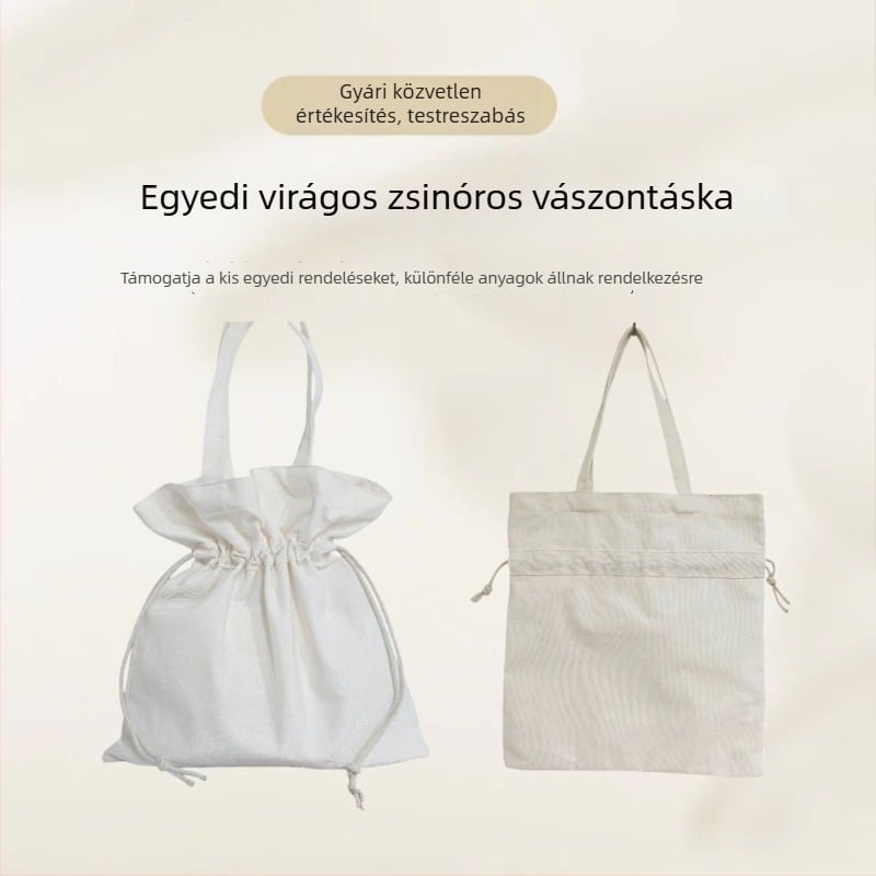 Természetes színű vászon tote táska húzózsinórral, környezetbarát, japán stílusú, tie-dye mintával