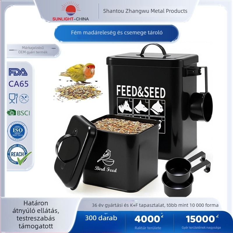 Fém kisállat eledel tároló, kutyáknak, macskáknak és kisméretű állatoknak, Freeze-Dried nassolnivalók tárolására
