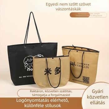 Húzózsinóros, nem-szőtt anyagú bevásárló táska, testreszabható tote ruházati bolt számára, ajándékcsomagolás, hosszított fogantyúk, rejtett patent, nagykereskedelem