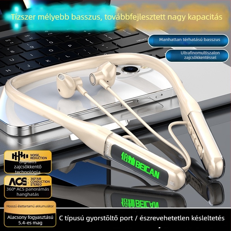 Be More Bright új sport Bluetooth nyakpántos fülhallgató, hosszú üzemidő, vízálló, zajszűrés futáshoz