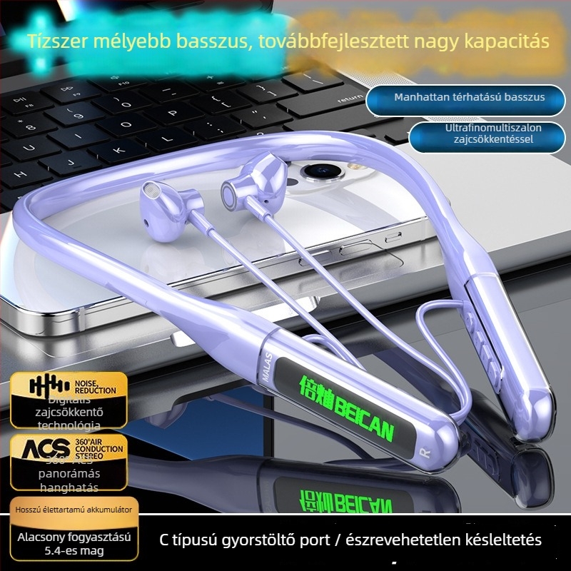 Be More Bright új sport Bluetooth nyakpántos fülhallgató, hosszú üzemidő, vízálló, zajszűrés futáshoz