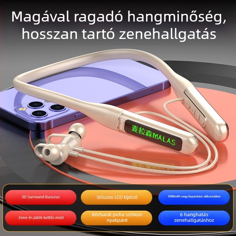 Be More Bright új sport Bluetooth nyakpántos fülhallgató, hosszú üzemidő, vízálló, zajszűrés futáshoz