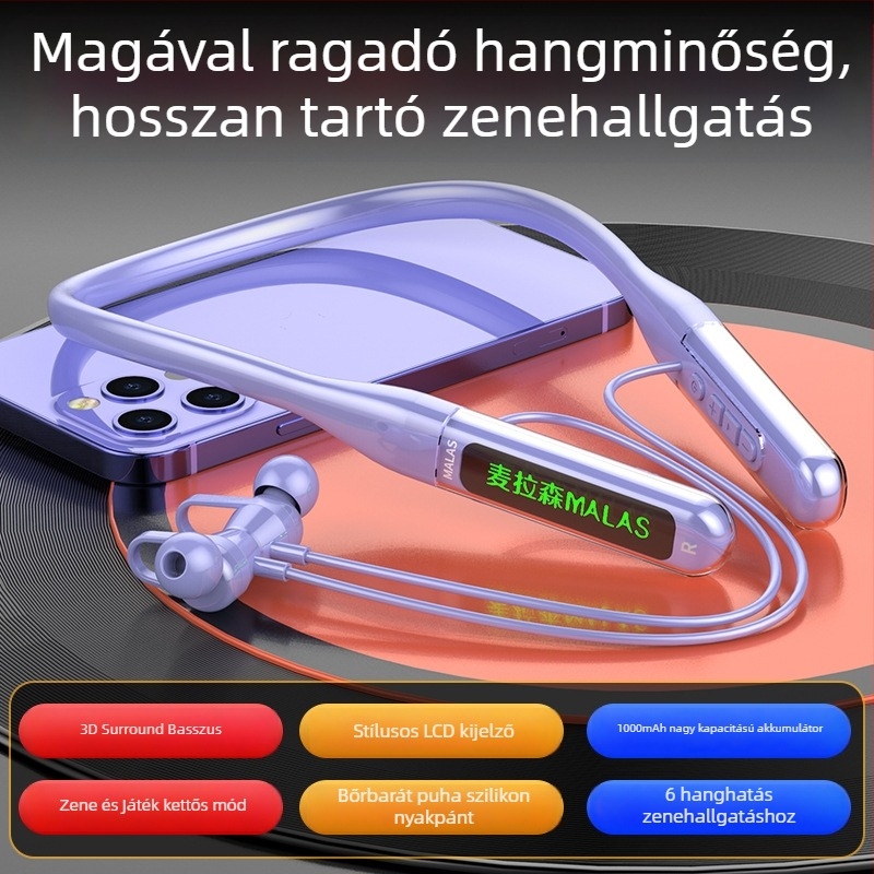 Be More Bright új sport Bluetooth nyakpántos fülhallgató, hosszú üzemidő, vízálló, zajszűrés futáshoz