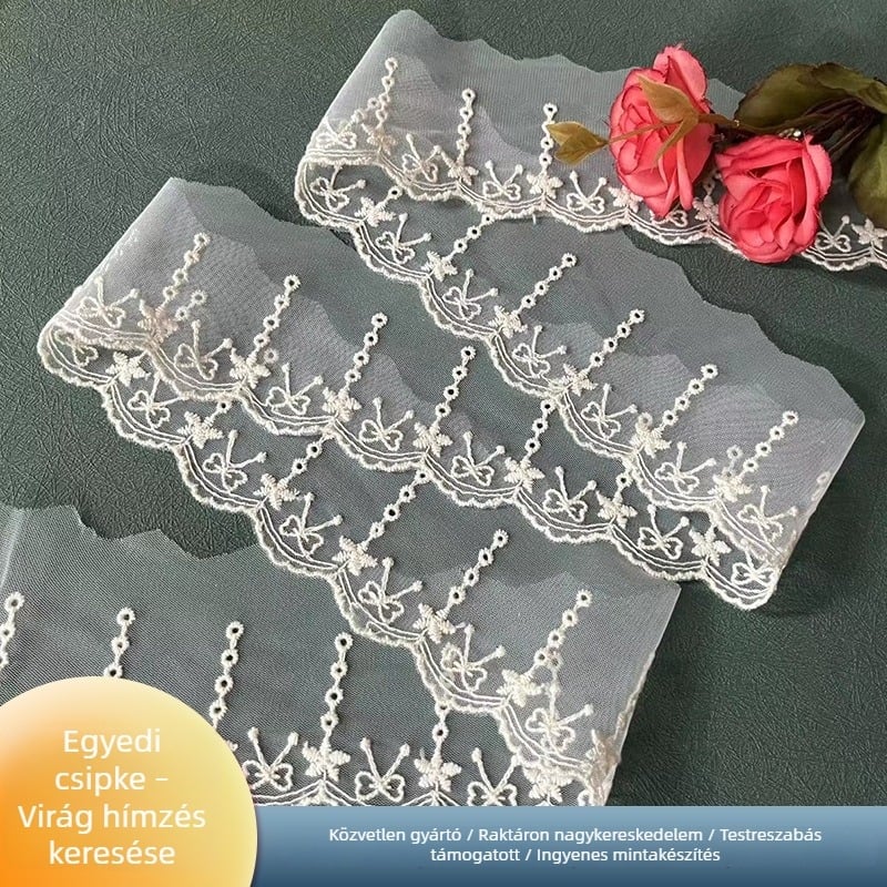 Lolita stílusú virágos hálócsipke otthontextíliákhoz, DIY kézi munka, fehérnemű, ruházat, kanapé párnahuzat és dekoratív otthoni kiegészítők