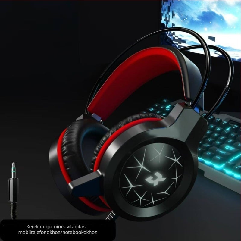 Vezetékes játékfejhallgató USB-vel, LED világítással, PC-hez és laptophoz