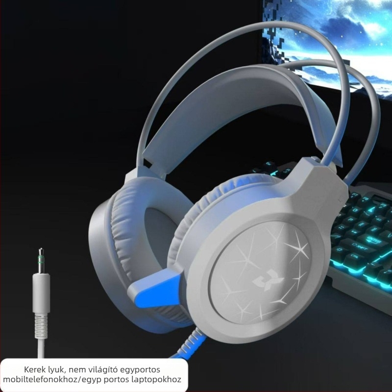 Vezetékes játékfejhallgató USB-vel, LED világítással, PC-hez és laptophoz