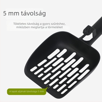 Műanyag macskaalom-lapát, tartós és leesésálló.