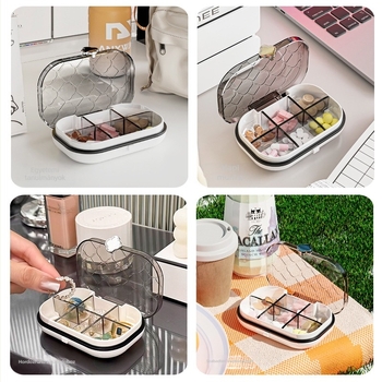 Tablettatároló doboz több rekesszel, zárt, nedvességálló, hordozható
