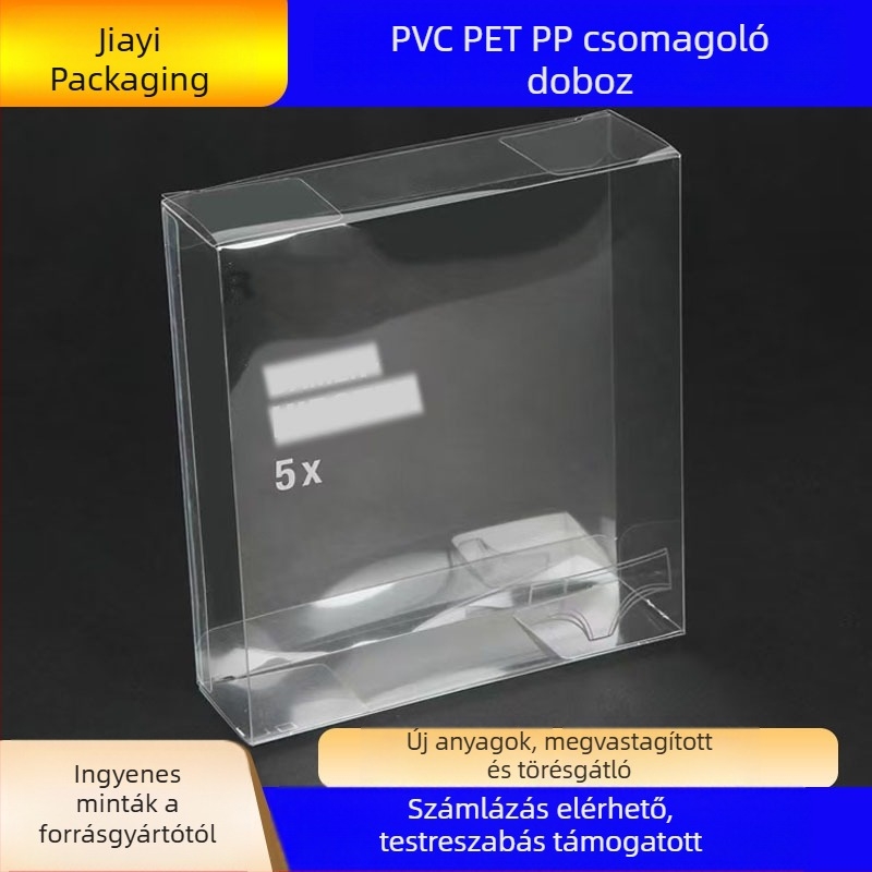 Áttetsző PVC csomagolódoboz, műanyag, négyzet alakú, matt felületű, összecsukható doboz ajándékokhoz és háziállat-játékokhoz
