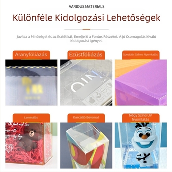 Személyre szabott átlátszó PVC csomagoló doboz PET hajtogatható betéttel, matt felülettel kozmetikai és játék tárolásához