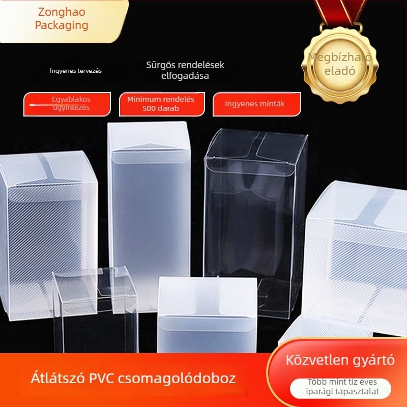 Személyre szabott átlátszó PVC csomagoló doboz PET hajtogatható betéttel, matt felülettel kozmetikai és játék tárolásához