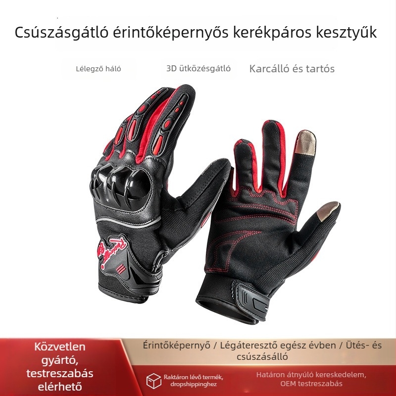 Motorkerékpáros kesztyűk, négy évszakos védelemmel, melegek és vízállóak, uniszex