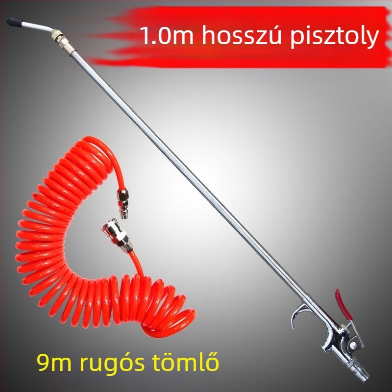 Fémes magasnyomású, 1 m hosszú pneumatikus porfújó pisztoly, alumínium ötvözetű levegőpumpa