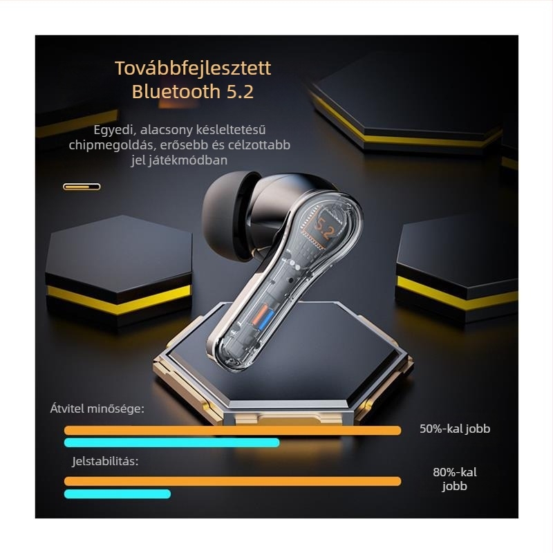Bumblebee vezeték nélküli Bluetooth gaming fejhallgató alacsony késleltetéssel, in-ear, 2026 modell