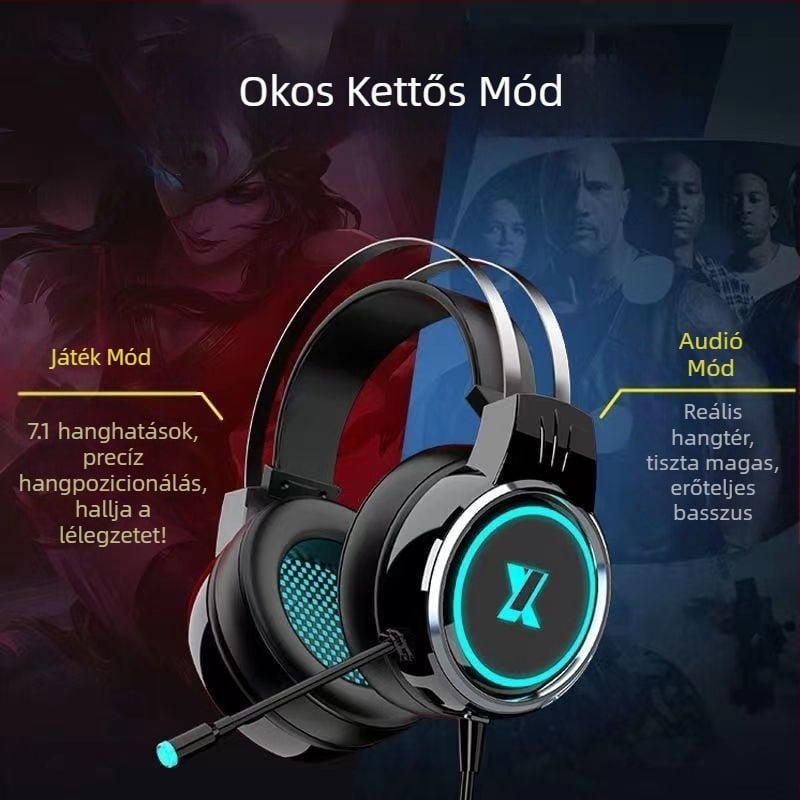 X8 vezetékes játékfejhallgató PC-hez és notebookhoz, 3,5 mm-es csatlakozóval