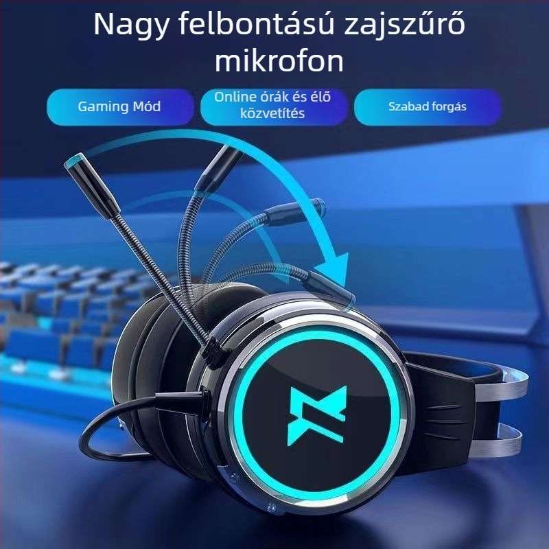 X8 vezetékes játékfejhallgató PC-hez és notebookhoz, 3,5 mm-es csatlakozóval