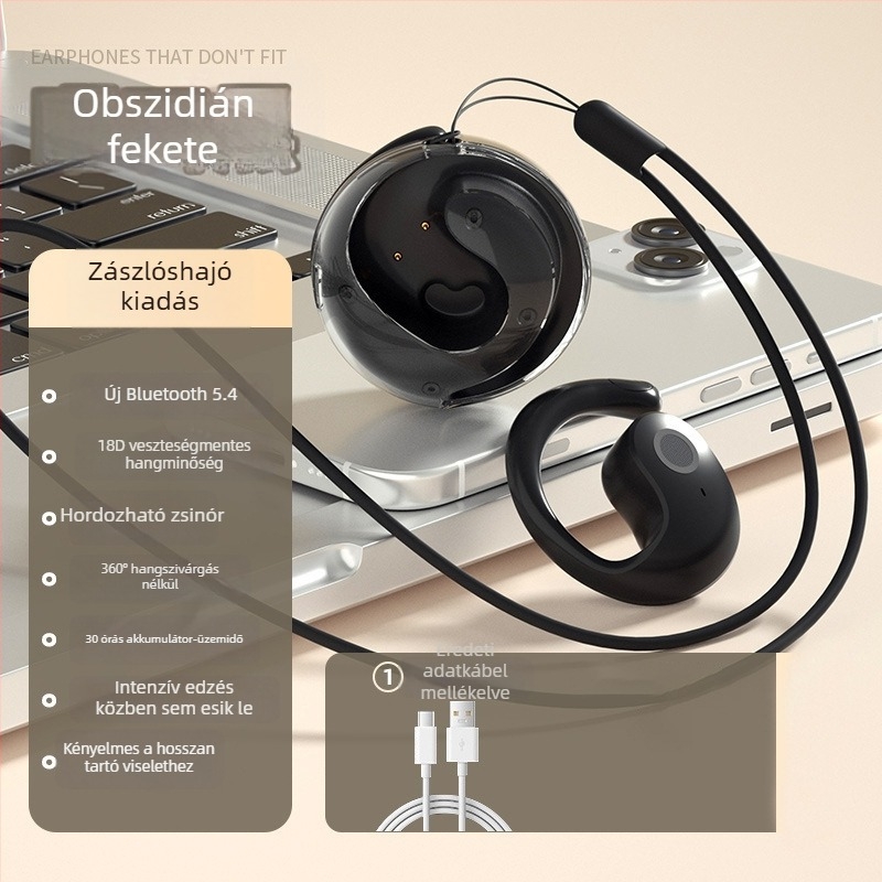 Új AI‑fordításos csontvezetéses Bluetooth fülhallgató, sportos nyitott fülhallgató, hosszú üzemidővel
