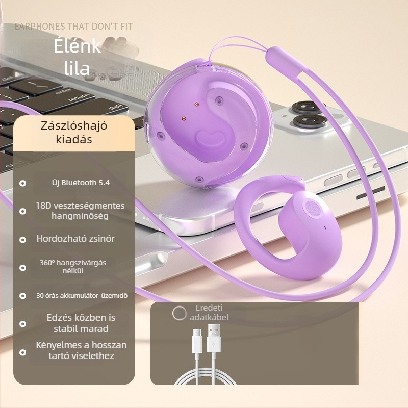 Új AI‑fordításos csontvezetéses Bluetooth fülhallgató, sportos nyitott fülhallgató, hosszú üzemidővel