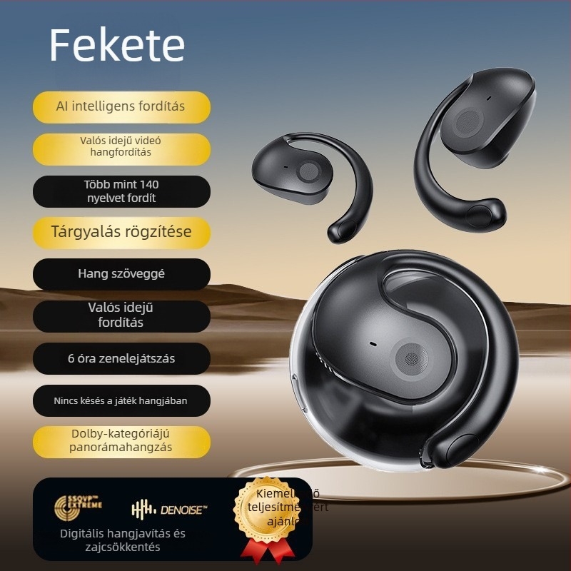 Új AI‑fordításos csontvezetéses Bluetooth fülhallgató, sportos nyitott fülhallgató, hosszú üzemidővel