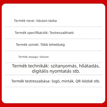 Vállon hordható vászon táska egyedi logóval