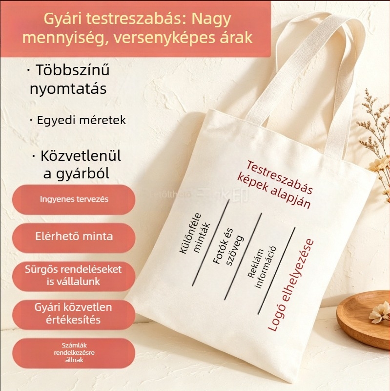 Vállon hordható vászon táska egyedi logóval