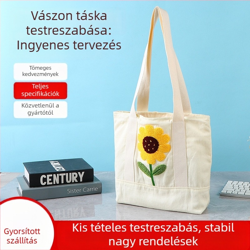 Vállon hordható vászon táska egyedi logóval