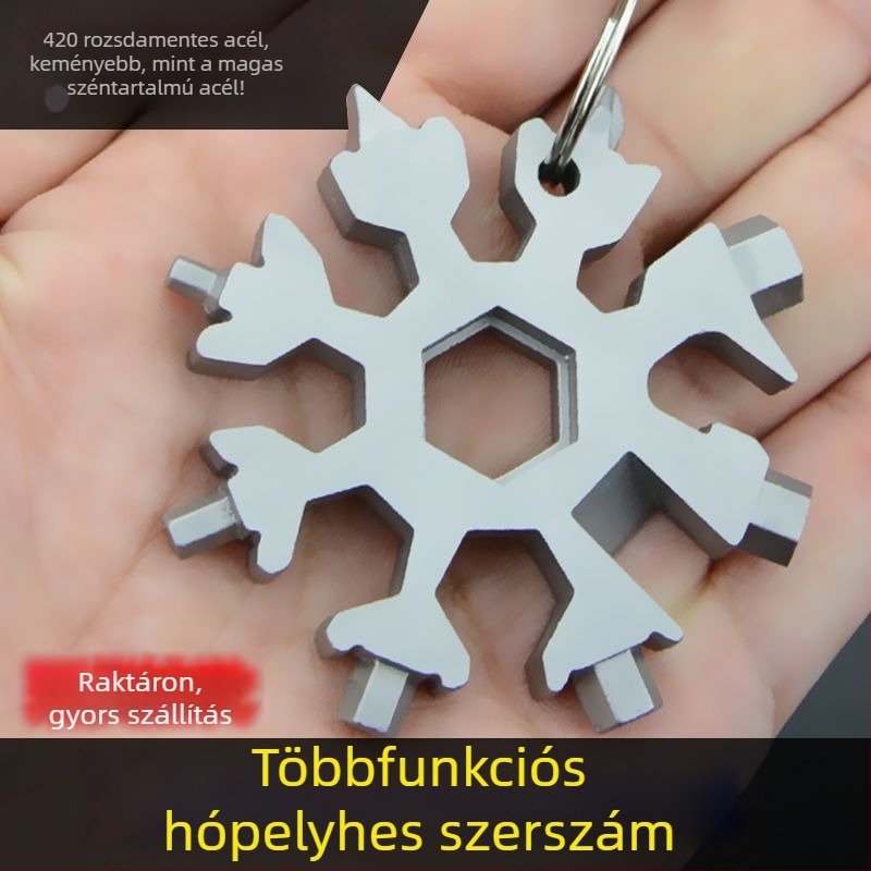 Multifunkciós hópehely alakú kulcs, kültéri eszközök készlet, hordozható palacknyitó, nyolcszögű ötvözetből készült univerzális palacknyitó