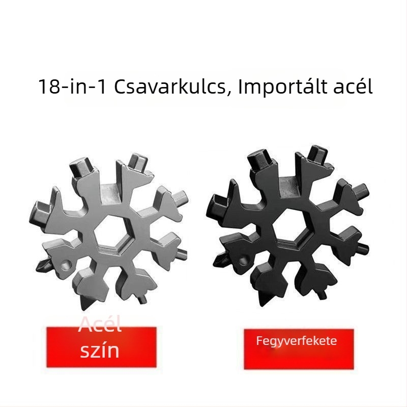 Multifunkciós hópehely alakú kulcs, kültéri eszközök készlet, hordozható palacknyitó, nyolcszögű ötvözetből készült univerzális palacknyitó