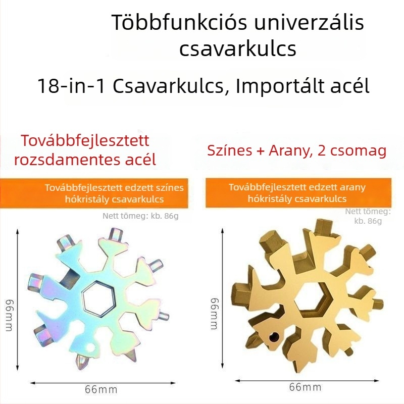 Multifunkciós hópehely alakú kulcs, kültéri eszközök készlet, hordozható palacknyitó, nyolcszögű ötvözetből készült univerzális palacknyitó