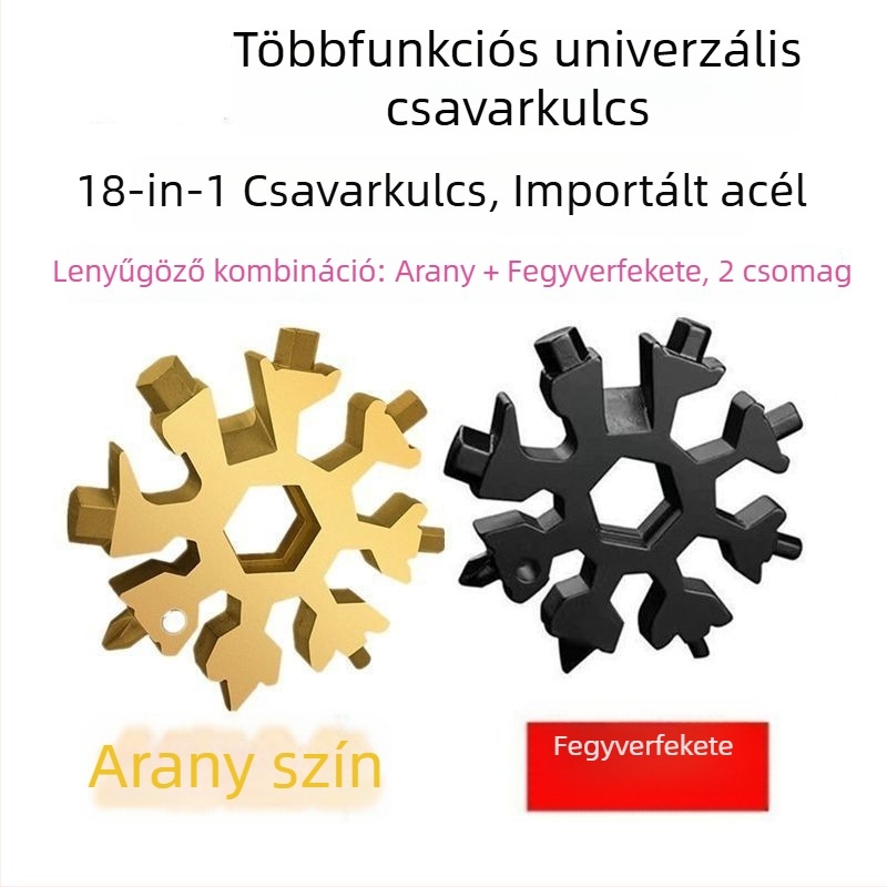 Multifunkciós hópehely alakú kulcs, kültéri eszközök készlet, hordozható palacknyitó, nyolcszögű ötvözetből készült univerzális palacknyitó