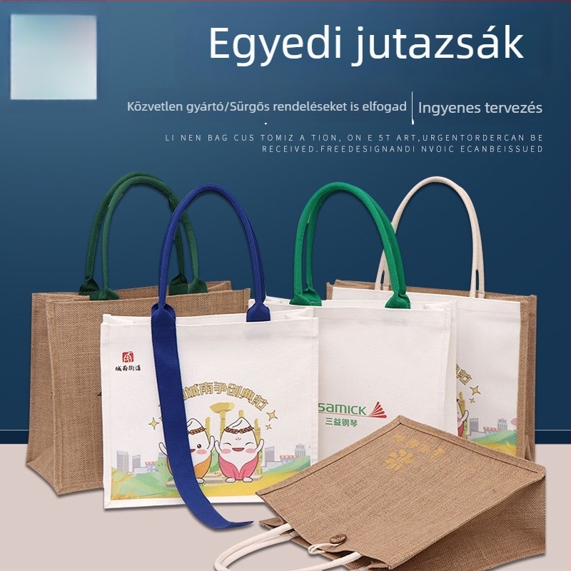 Személyre szabott vászontáska laminált szalaggal a fogantyún, nagy kapacitású promóciós öko táska